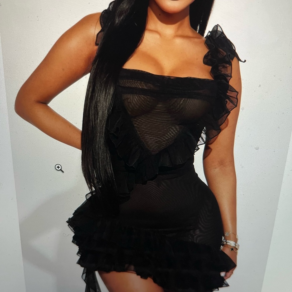 Fashion Nova Black Ruffled Mini Dress